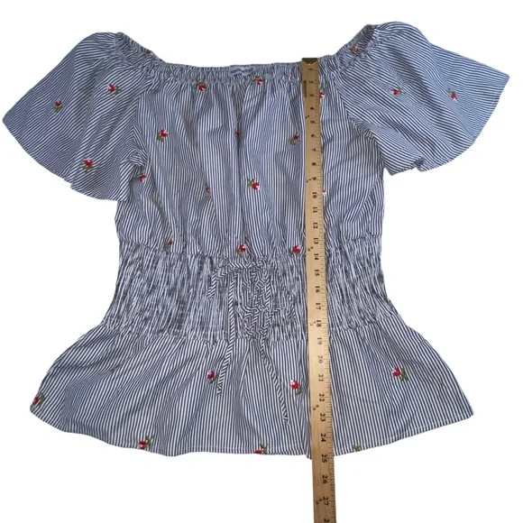 Roommates Striped Floral Lace Up Top Blouse - Woman’s Size 2X - Picture 3 of 8